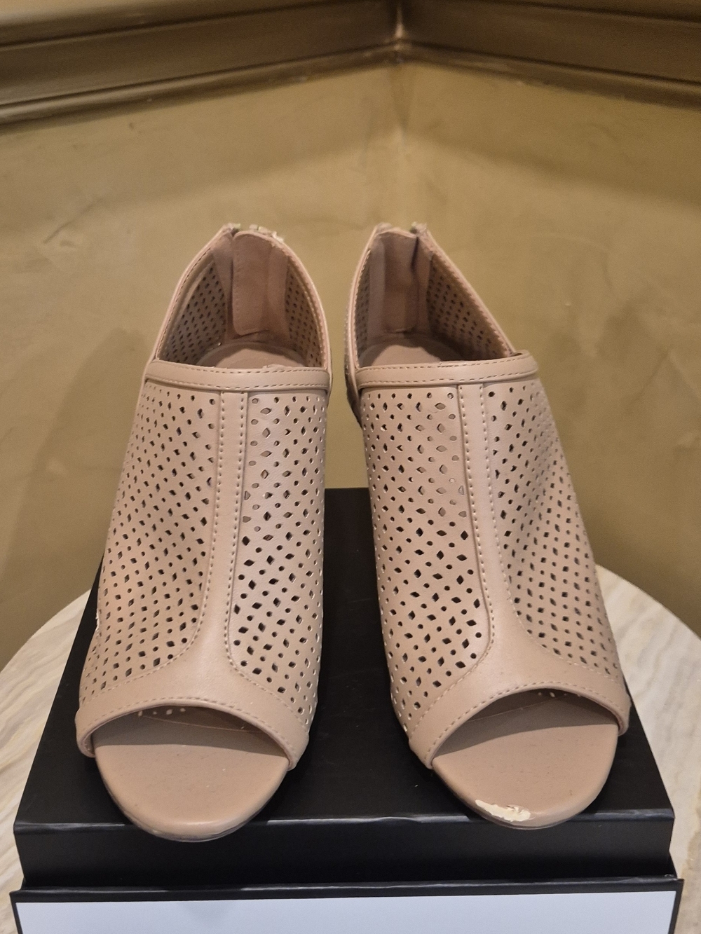 Style & Co. Perforated Open-Toe Mule in Nude Beige